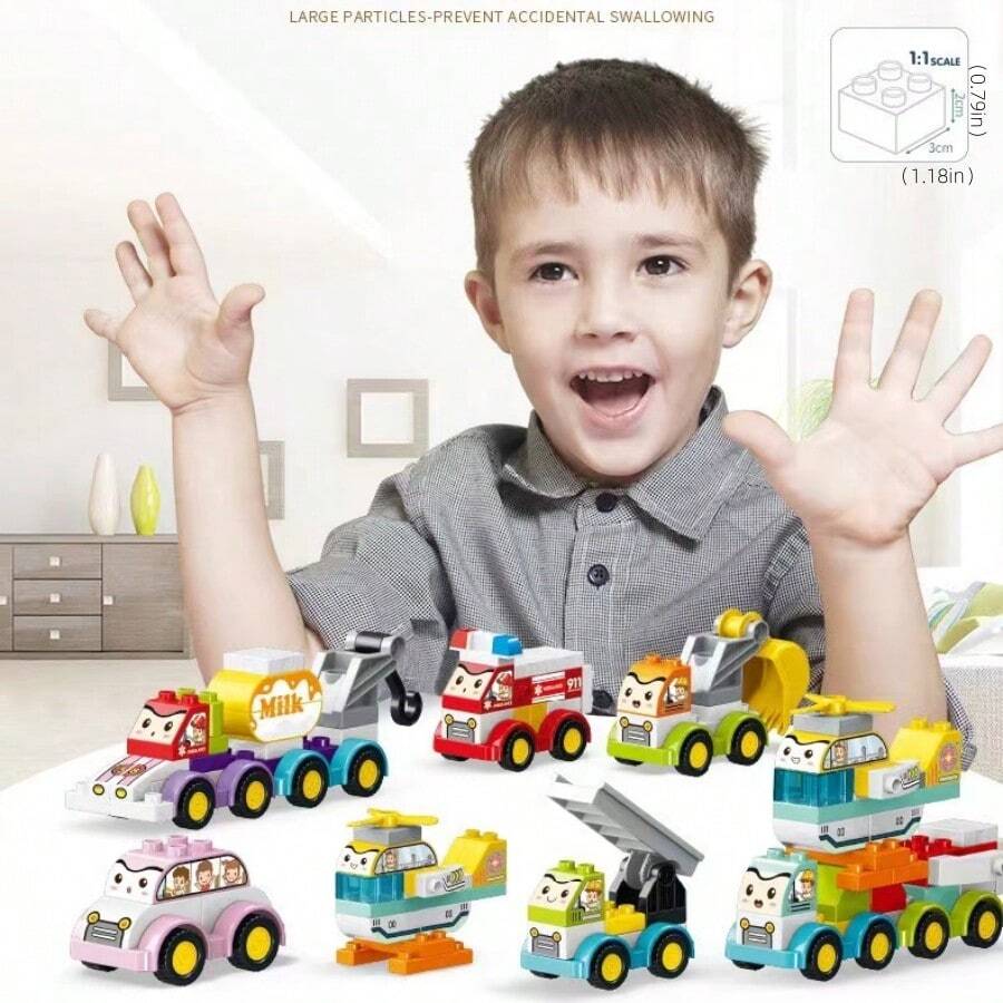 Diverse Car Building Blocks With Linkable Structures, For Shape