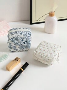 1 件印花花卉迷你包卫生包月经包垫包卫生包卫生巾包餐巾包女孩卫生棉条收纳包女士化妆包零钱包化妆包卫生棉条收纳包内衣卫生棉条月经杯可重复使用防水旅行大学宿舍家居浴室返校用品化妆包学校用品旅行必需品化妆包节日必需品化妆包化妆袋化妆品收纳袋节日冬季化妆品收纳袋化妆品收纳 - 彩色 - 查看 7