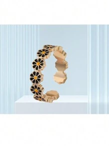 1pc Daisy Ring Mori Style White Flower Resin Coated Finger Ring With Box Packaging, Suitable For Gifting On Friend Gatherings Or Daily Wear - Multicolor - View 9