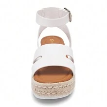 Women's Comfortable Wedge Platform Espadrille Sandals - 2024 Summer Sandles Dressy Fashion Open Toe Buckle Ankle Strap Beach Sandals - White - View 5
