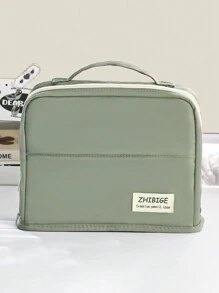 1 Peça Estojo grande de capacidade grande de cor sólida simples para estudantes, Bolsa de armazenamento com múltiplas camadas grossas de tecido para artigos de papelaria e cosméticos, De volta para a escola, De volta às aulas, Materiais escolares, Estojo de lápis, Mochila escolar