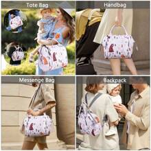 Bebamour Tote Changing Bag Flower Pattern Women Handbag Nappy Bag Organiser - Red - View 5