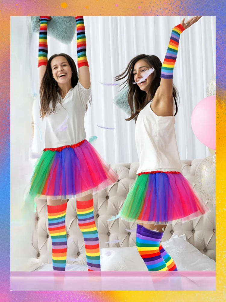 Costume Années 80 Femme - Haut Tutu Leggings Accessoires - Cosplay Fête - Tailles S-XXL - Coton/polyester
