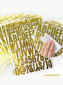 10入組金箔字母貼紙，防水自黏字母、數字及符號貼紙，適用於DIY、禮品裝飾 - 金色 - 查看 3