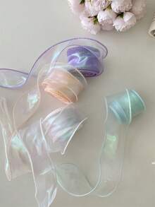 4cm Iridescent Organza High-End Elastic Ruffle Bubble Pleated Ribbon For Cake, Birthday Box, Gift Wrapping, Decorations, Flower Arrangements, DIY Bow, Mother's Day, Valentine's Day, Goddess Festival, And Other Festive Occasions - Multicolor - View 10