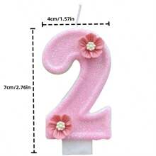 Vela de Aniversário Rosa com Formato de Flor Brilhante, Design Numérico e Bela Ambientação para Comemorar Marcos e Adicionar um Clima Festivo a Festas de Aniversário e Feriados, Natal