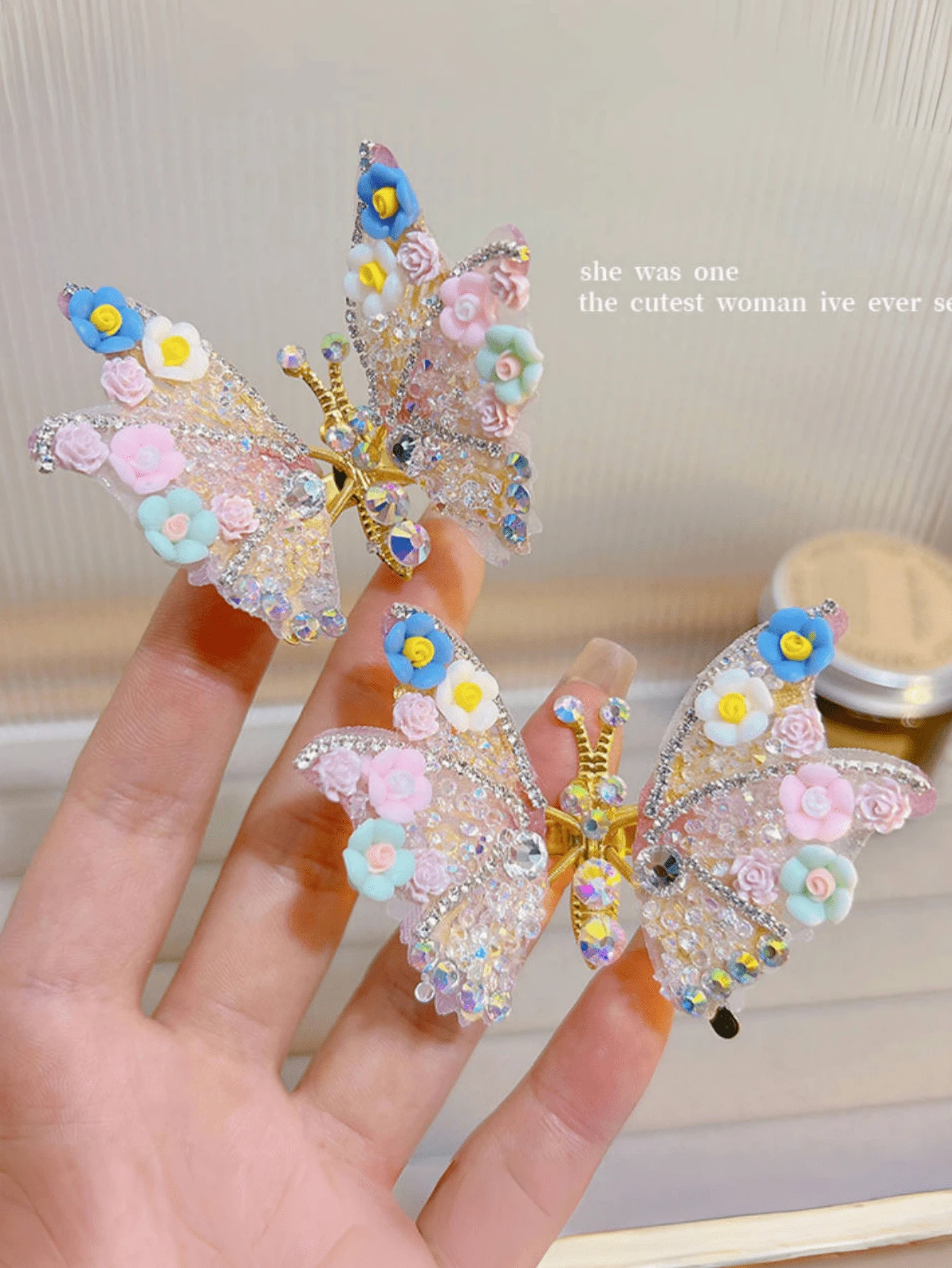 1pc Movable Butterfly Hairclip, Floral Girls Hair Accessories Princess Hair Ornament, Suitable For Daily Use