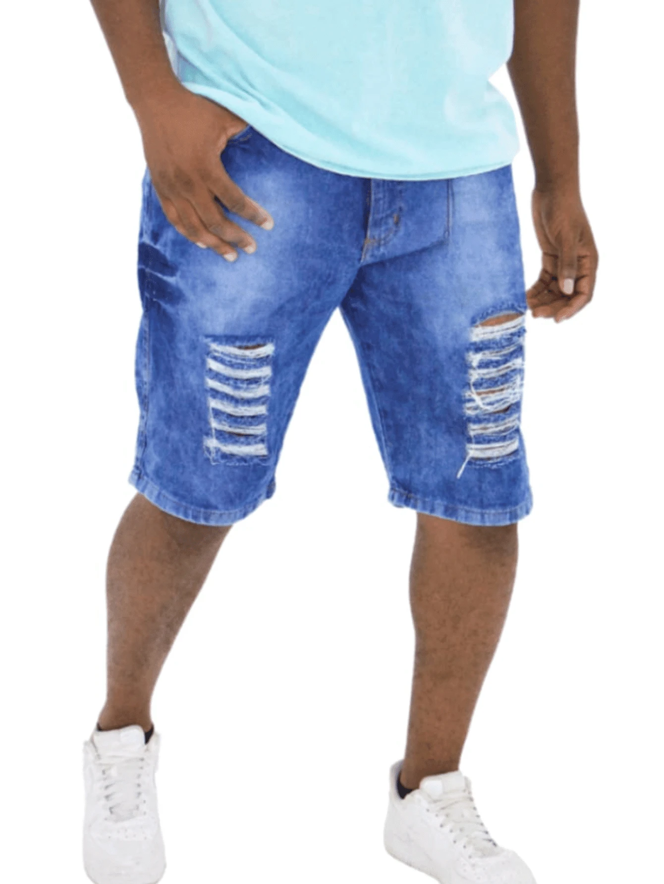 Men Shorts - 淺色水洗藍 - 查看 1