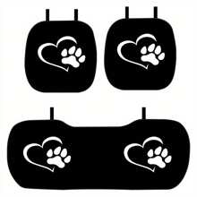 1pc/3pcs Dog Paw Print Car Seat Cushions Set - Polyester Fiber Comfortable Padding For Front And Rear Seats With Anti-Slip Backing For Car Interiors - Rear 1pc - View 11