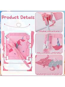 Silla Plegable Portatil Para Niños Con Sombrilla Playa - Multicolor - Ver 5