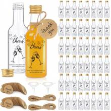 YESTARY 50 Pack Mini Liquor Bottles,1.8oz/50ml Airtight Mini Plastic Bottles Small Plastic Bottle With Caps, Mini Wine Bottles With Funnels, Tags, And Ropes, Juice Shot Bottles For Wedding Party - 50pcs - View 1