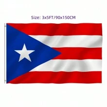 3x5Ft Puerto Rico Flag, Double Side Printed Hanging Banner Flags With Grommets, Polyester Material, Vivid Color And UV Fade Resistant, Puerto Rican Flag Decoration, Room And Outdoor Garden Falg Decor, Holiday Decoration