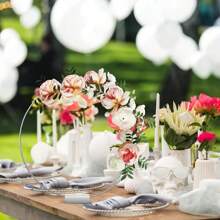 10pcs 12 Inch Metal Floral Hoop Centerpieces For Table, Metal Wreath Ring With 10 PCS Place Card Holders For Wedding Decor Home Decor,