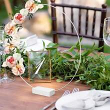 10pcs 12 Inch Metal Floral Hoop Centerpieces For Table, Metal Wreath Ring With 10 PCS Place Card Holders For Wedding Decor Home Decor,