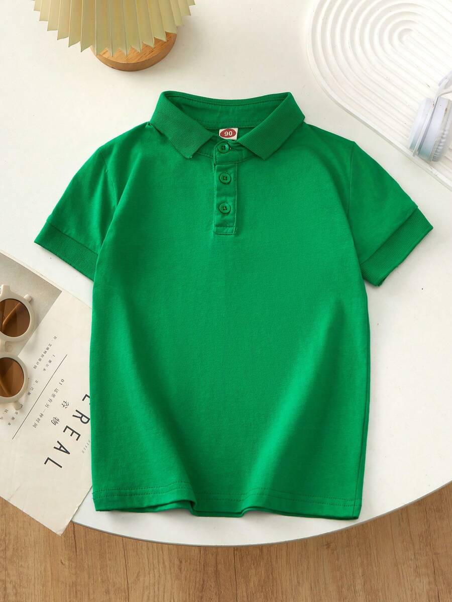 Kids Unisex Short Sleeve Solid Color Cotton T-Shirt, Small/Medium/Large Children Fashion Polo Shirts, Lightweight Cotton With Slight Stretch, Breathable And Comfortable For Summer, Slim Fit Polo Shirt Design To Accentuate Snug Fit Physique, Recommend Ordering One Size Up For Slightly Plump Children