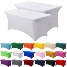 1/2 piezas Mantel de spandex, cubierta de mesa elástica, mantel rectángulo ajustado, cubierta de mesa elástica universal para bodas, banquetes, fiestas y eventos en el patio