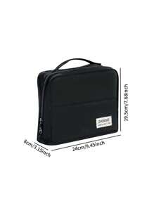 1 Peça Estojo grande de capacidade grande de cor sólida simples para estudantes, Bolsa de armazenamento com múltiplas camadas grossas de tecido para artigos de papelaria e cosméticos, De volta para a escola, De volta às aulas, Materiais escolares, Estojo de lápis, Mochila escolar