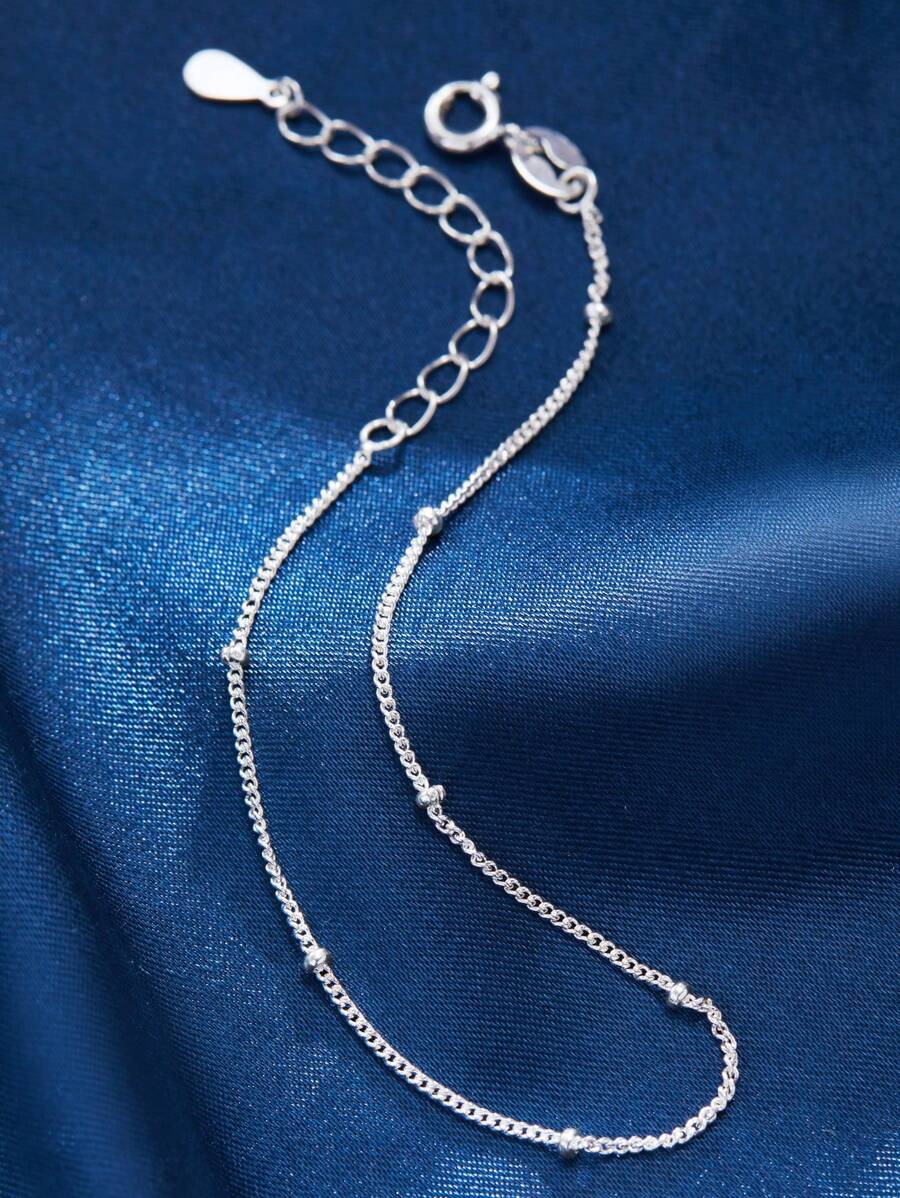 1入組女用純銀珠子手鍊,適合日常佩戴 - 銀色 - 查看 1