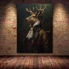 1pc Wall Arts Posters Animals Victorian Vintage Animal Portrait Art Poster And Print Home Decor Black Cat Lion Rabbit Raven Wall Art Canvas Painting Optional Frame Animals