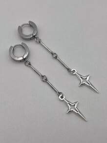 1pair Gothic Jewelry Cross Star Drop Earrings Punk Charms Stitching Rivet Earrings For Women Korean Fashion Accessories