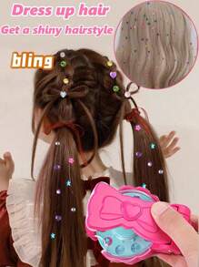 Hair Bedazzler Kit Herramienta De Peinado De Bedazzler Gem Stamper Hair Con Grapadora Diamond Sparkle Juego De Grapadora De Pelo(1 Herramienta +  Gemas)