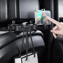 1pc Car Back Seat Front Seat Mobile Phone Holder Storage Hook - Black - View 2