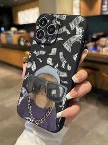 Apple Perforated Straight Edge Sunglasses Banknote Monkey Painted Anti-Drop Phone Case, Soft Shell