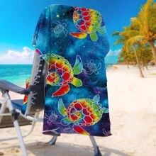 1 pezzo Asciugamano da spiaggia ad asciugatura rapida con stampa di tartaruga marina e cielo stellato, per feste in spiaggia e piscina - accessorio da spiaggia per vacanze, telo da spiaggia e asciugamano da piscina per viaggi estivi, vacanze, decorazione bagno, articoli essenziali da spiaggia