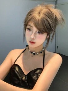 1 Piece Synthetic Heat-Resistant ,Straight Hair  Wigs  Linen Brown  ,28 Inches Long, Made From Fiber, Suitable For Daily Use, Natural And Realistic False  Wig(Excluding Accessories) - 亞麻棕 - 查看 5