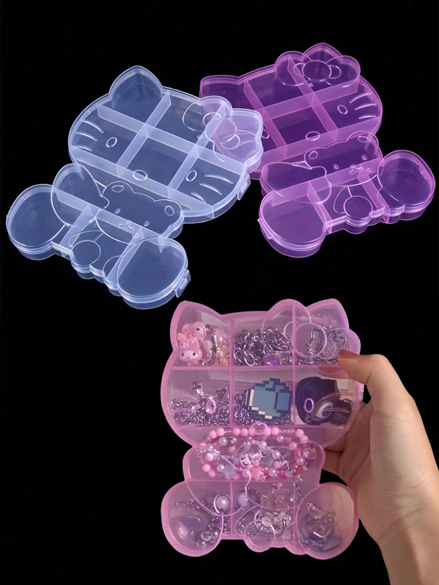 1Pc Hello Kittys Plastic Jewelry Storage Box For Necklace Earring Pills