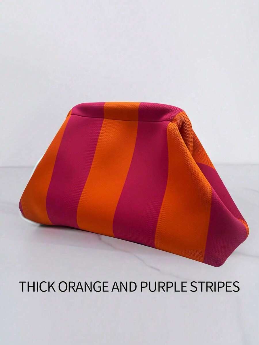 Mother's Day Gift, Knitted Bag, Women Cloud Bag, Striped Beach Bag, Fashion Clutch, Large Capacity Handbag, Casual Daily Cosmetic Bag, Underarm Evening Bag, Holiday Gift Bag, Perfect Gift For Family, Sisters, And Friends, Can Store All Beauty Essentials