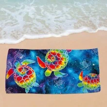 1 pezzo Asciugamano da spiaggia ad asciugatura rapida con stampa di tartaruga marina e cielo stellato, per feste in spiaggia e piscina - accessorio da spiaggia per vacanze, telo da spiaggia e asciugamano da piscina per viaggi estivi, vacanze, decorazione bagno, articoli essenziali da spiaggia