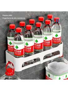 Plastic Organizer Shelf Holder With Adhesive For Bathroom Kitchen Wall - 黑色 - 查看 3