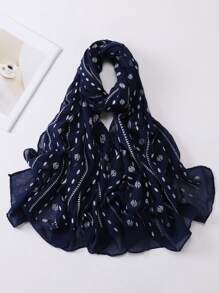 1件波西米亚风女士提花黑色围巾头巾，适合各种场合，秋冬季节适用。 - 彩色 - 查看 4