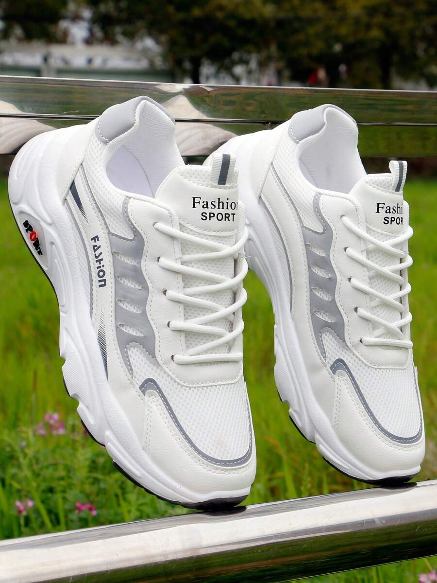 男鞋，網絡運動鞋，男鞋夏季2024休閒透氣，輕質，防滑，吸震跑步鞋 - 灰色 - 查看 1