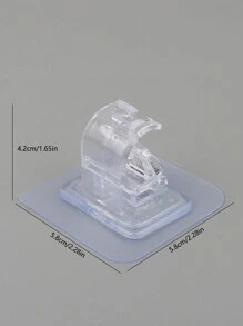 2pcs Curtain Rod Hook, Wall-Mounted Adhesive Support Bracket With Clips For Door Curtains, Telescopic Rod With Sticky Hooks - Clear - View 2