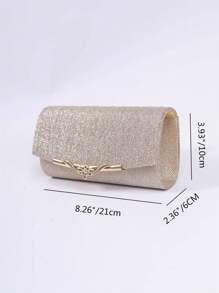 1 pieza Bolso de mano metálico mini con pliegues y brillo con correa de hombro, estilo simple para fiestas de mujeres, bodas y uso diario, bolso de fiesta perfecto para fiesta, boda, cena/banquete que combina con vestidos de fiesta, vestidos de noche y vestidos de lentejuelas