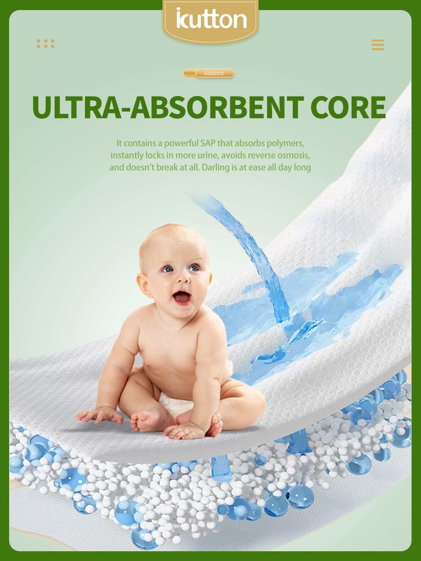 2 Packs Of Icutton Baby Pants Diaper Trial Set High Absorbency And Breathable NonReverse