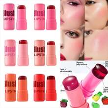 Nuevo rubor de gelatina, lápiz labial Rojo 2 en 1, barra de labios teñida sólida, color de piel brillante - Multicolor - Ver 1