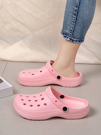 Women EVA Hollow Beach Sandals, Lightweight Breathable Solid Color Casual Outdoor Slippers/Clogs, Halloween Edition