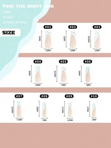 Tu amor con 24 piezas de uñas rectangulares francesas simples, uñas onduladas azules transparentes para el verano con una pieza de pegamento de gelatina para una uña. Set de uñas postizas portátiles para cubrir totalmente, adecuado para mujeres y niñas para usar en diferentes situaciones. - Multicolor - Ver 4