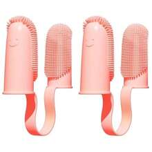 Cepillo de dientes para perro, kit de cepillo de dientes de dedo, cerdas de 135º para una fácil limpieza de los dientes, cepillo de dientes doble de dedo para el cuidado dental de cachorros, gatos y mascotas pequeñas