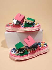 Ladies' Simple And Fashionable Printed Flat Sandals - Pink - View 1