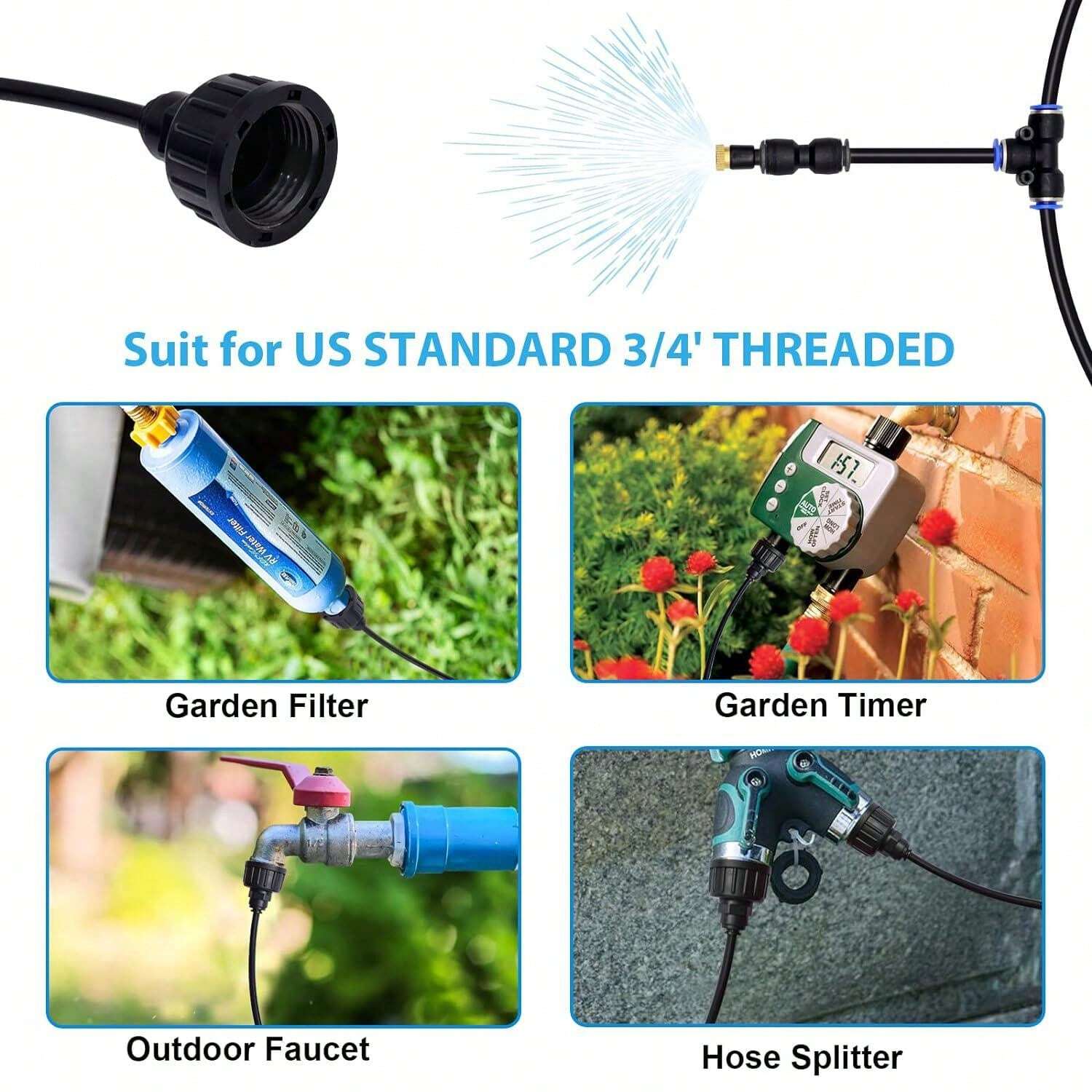 Mist Cooling System, Patio Misting System With 10 Misting Nozzles