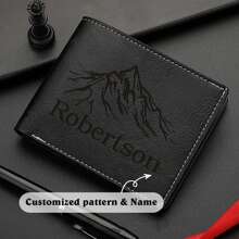 个性化定制名字皮革钱包，双折棕色真皮钱包，个性化定制雕刻礼物，适合男朋友、丈夫、爸爸、父亲节信件，便携、多功能、多用途、轻便、功能性、实用时尚、简约、度假氛围/度假、极简主义、基础款、复古定制、独特发现、冬季时尚、圣诞节/节日礼物、个性化女士礼物、钱包和包包，适合周年纪念、圣诞节、节日/度假、户外/郊游/旅行/徒步旅行/体育场/运动/登山的理想礼物