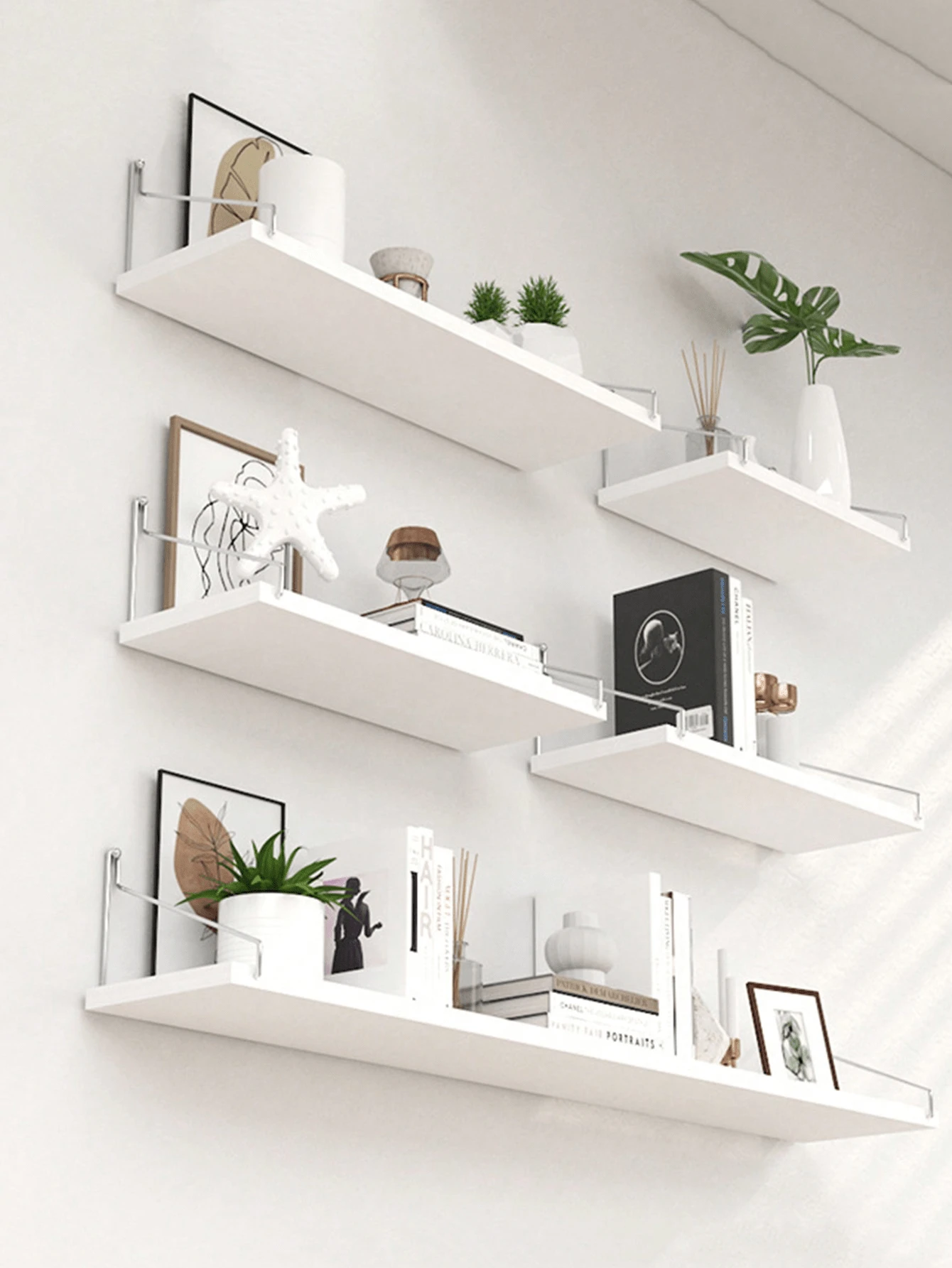 1pc Shelf With Partition For Wall, No-Drill Wall Decoration Shelf For Bedroom, Kitchen Fall Home Decor Room Decor - White - View 1