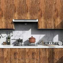 1 Roll Deep Grey Wood Grain Self-Adhesive PVC Wallpaper, Vinyl Oilproof And Waterproof Contact Paper, Ideal For Dorm And Bedroom Wallpaper Decoration, Renovation Stickers Peel Wall Panels, Wall Paper, Wallpapers, Spring Decoration Items Refresh Your Home, Rama Decoration Stickers Gifts Birthday Graduation - Coffee Brown - View 6