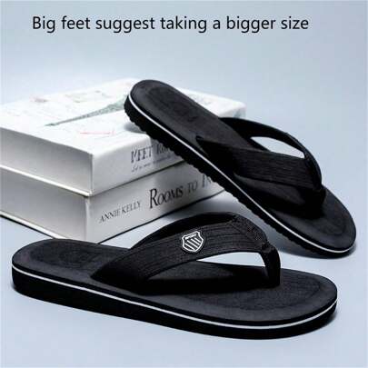 男士春夏人字拖，休闲百搭，柔软舒适鞋底，男士居家拖鞋，女士黑色户外凉鞋，男女通用沙滩拖鞋，浴室拖鞋（脚型偏瘦者建议购买正常尺码；脚型偏胖或偏宽者建议购买大一码）