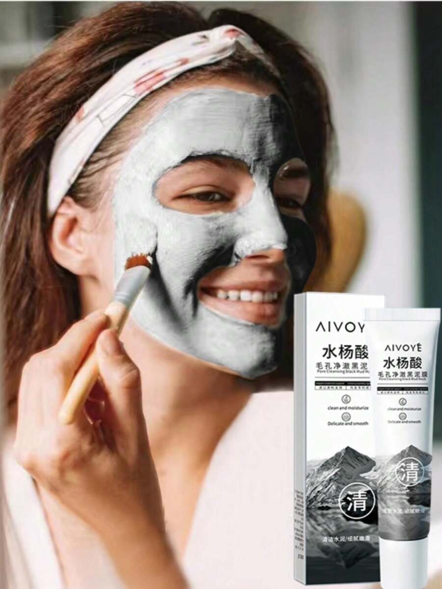 1 Chai Mặt Nạ Thanh Lọc Da 60g, Chứa Axit Azelaic Và Axit Salicylic, Làm Sạch Và Thu Nhỏ Lỗ Chân Lông, Làm Sạch Sâu Mụn Đầu Đen Và Trắng, Kiểm Soát Lỗ Chân Lông, Không Chứa Dầu - màu đen - Xem 1