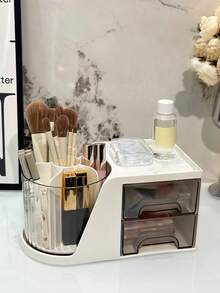 1 buc. Recipient minimalist pentru pensule de machiaj și cosmetice, suport rotativ la 360° pentru pensule de machiaj, organizator de birou multifuncțional pentru sufragerie, baie, casă și magazine de machiaj, elegant și ușor de utilizat în orice cameră - nu necesită instalare, organizator de machiaj rotativ de înaltă calitate cu design spațios - Multicolor - Vizualizare 9